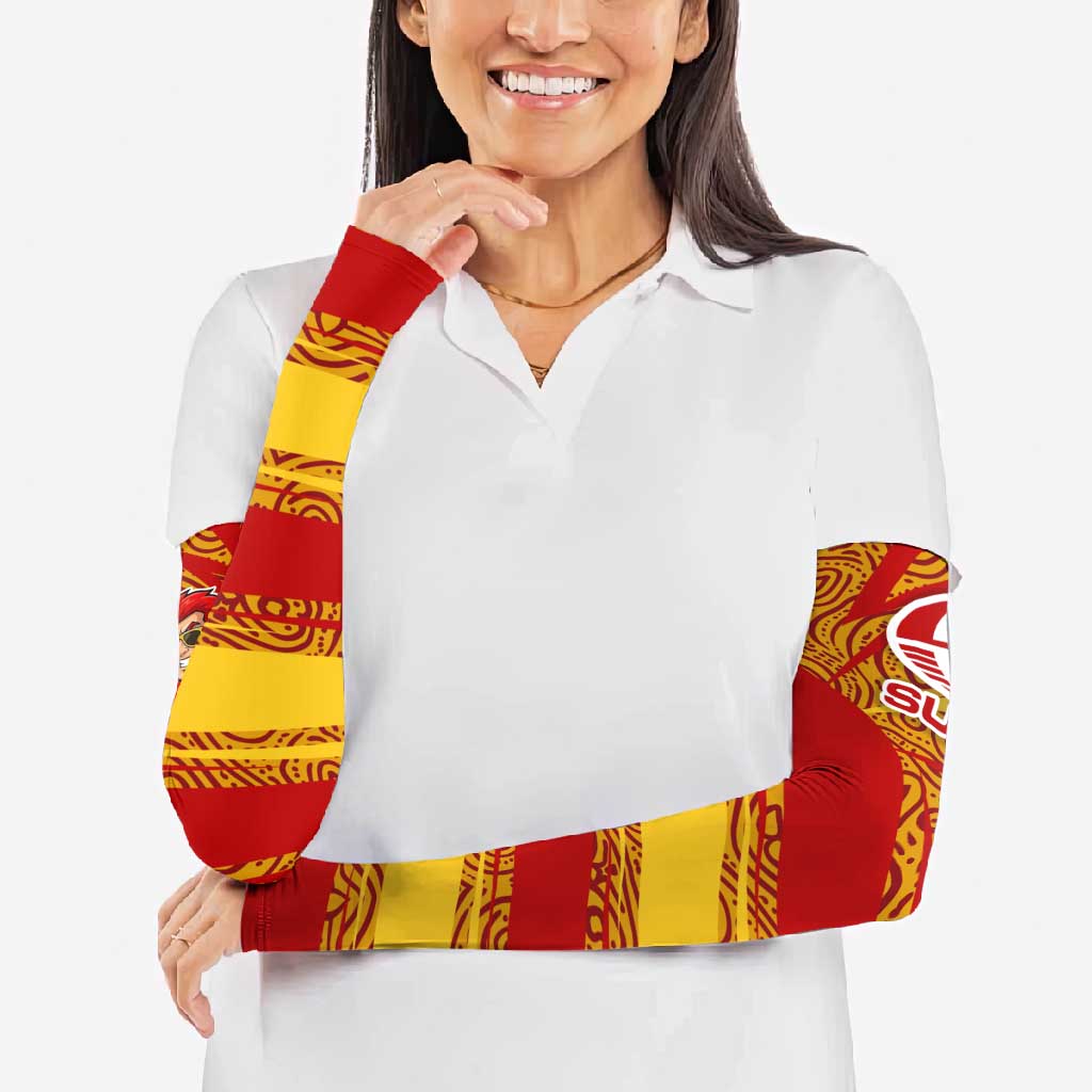 Gold Coast Suns Australian Football Arm Sleeves Sunny Hero Mascot With Indigenous Pattern Art