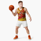 Gold Coast Suns Australian Football Basketball Jersey Sunny Hero Mascot With Indigenous Pattern Art