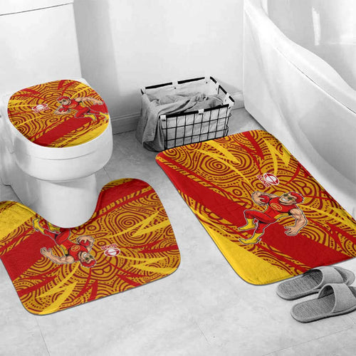 Gold Coast Suns Australian Football Bathroom Set Sunny Hero Mascot With Indigenous Pattern Art