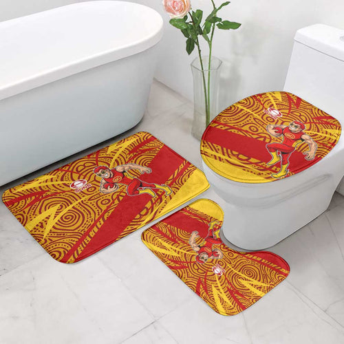 Gold Coast Suns Australian Football Bathroom Set Sunny Hero Mascot With Indigenous Pattern Art