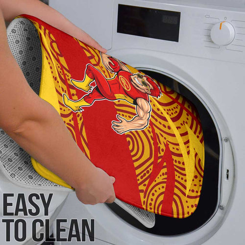 Gold Coast Suns Australian Football Bathroom Set Sunny Hero Mascot With Indigenous Pattern Art