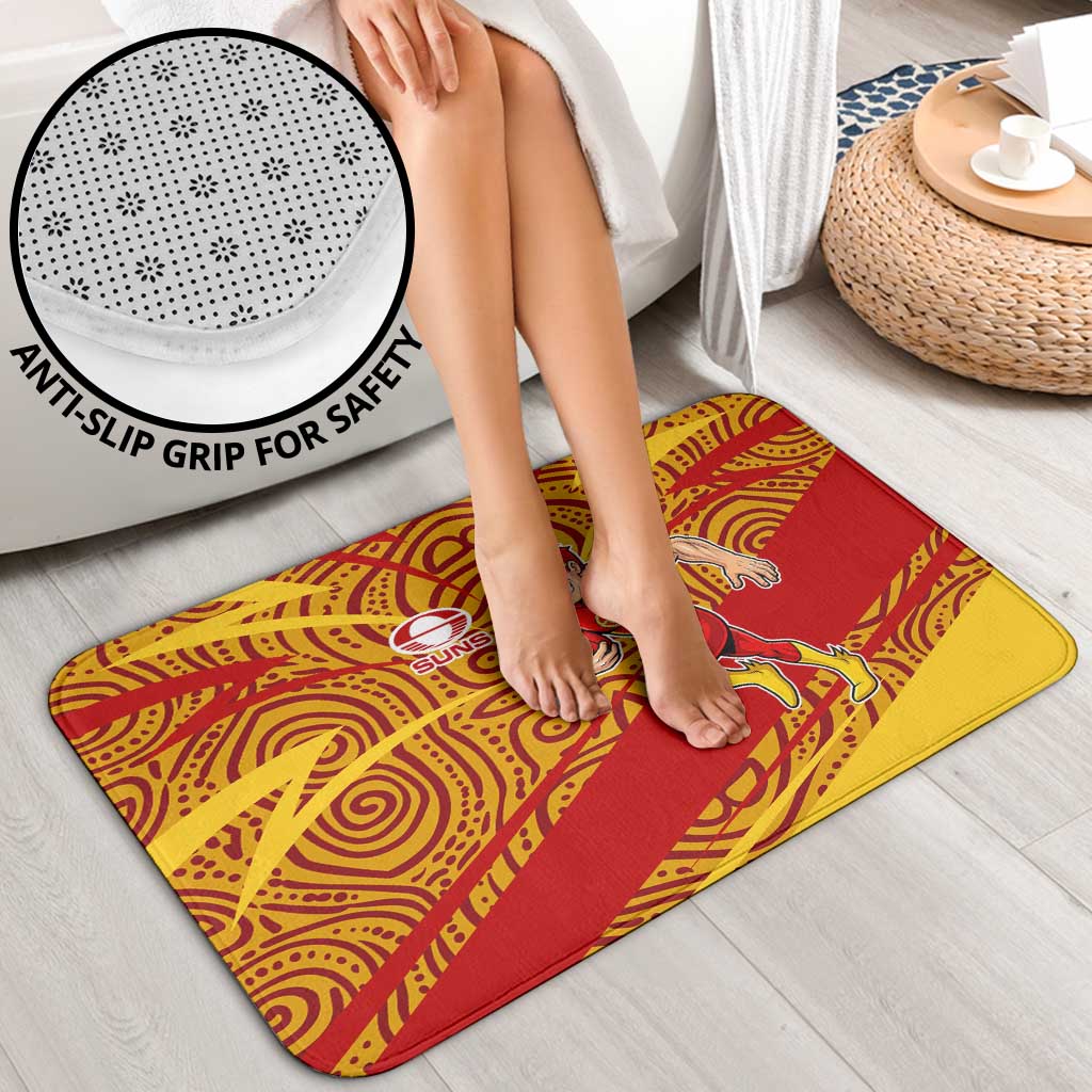 Gold Coast Suns Australian Football Bathroom Set Sunny Hero Mascot With Indigenous Pattern Art