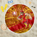 Gold Coast Suns Australian Football Beach Blanket Sunny Hero Mascot With Indigenous Pattern Art