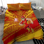 Gold Coast Suns Australian Football Bedding Set Sunny Hero Mascot With Indigenous Pattern Art