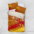 Gold Coast Suns Australian Football Bedding Set Sunny Hero Mascot With Indigenous Pattern Art