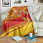 Gold Coast Suns Australian Football Blanket Sunny Hero Mascot With Indigenous Pattern Art