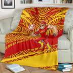 Gold Coast Suns Australian Football Blanket Sunny Hero Mascot With Indigenous Pattern Art