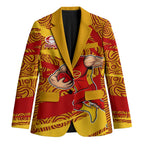 Gold Coast Suns Australian Football Blazer Sunny Hero Mascot With Indigenous Pattern Art
