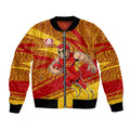 Gold Coast Suns Australian Football Bomber Jacket Sunny Hero Mascot With Indigenous Pattern Art