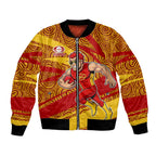 Gold Coast Suns Australian Football Bomber Jacket Sunny Hero Mascot With Indigenous Pattern Art