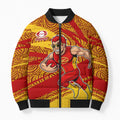 Gold Coast Suns Australian Football Bomber Puffer Jacket Sunny Hero Mascot With Indigenous Pattern Art