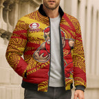 Gold Coast Suns Australian Football Bomber Puffer Jacket Sunny Hero Mascot With Indigenous Pattern Art