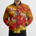 Gold Coast Suns Australian Football Bomber Puffer Jacket Sunny Hero Mascot With Indigenous Pattern Art