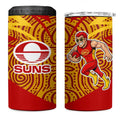 Gold Coast Suns Australian Football 4 in 1 Can Cooler Tumbler Sunny Hero Mascot With Indigenous Pattern Art