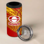 Gold Coast Suns Australian Football 4 in 1 Can Cooler Tumbler Sunny Hero Mascot With Indigenous Pattern Art