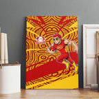Gold Coast Suns Australian Football Canvas Wall Art Sunny Hero Mascot With Indigenous Pattern Art