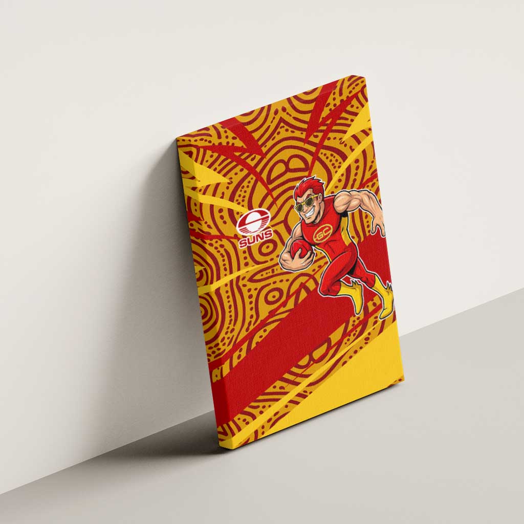 Gold Coast Suns Australian Football Canvas Wall Art Sunny Hero Mascot With Indigenous Pattern Art
