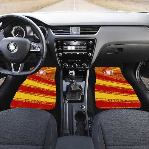 Gold Coast Suns Australian Football Car Mats Sunny Hero Mascot With Indigenous Pattern Art