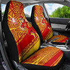 Gold Coast Suns Australian Football Car Seat Cover Sunny Hero Mascot With Indigenous Pattern Art