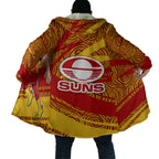 Gold Coast Suns Australian Football Cloak Sunny Hero Mascot With Indigenous Pattern Art