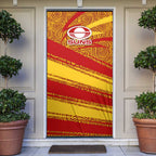 Gold Coast Suns Australian Football Door Cover Sunny Hero Mascot With Indigenous Pattern Art