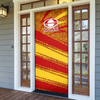 Gold Coast Suns Australian Football Door Cover Sunny Hero Mascot With Indigenous Pattern Art