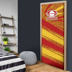 Gold Coast Suns Australian Football Door Cover Sunny Hero Mascot With Indigenous Pattern Art