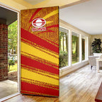 Gold Coast Suns Australian Football Door Cover Sunny Hero Mascot With Indigenous Pattern Art