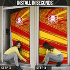 Gold Coast Suns Australian Football Door Cover Sunny Hero Mascot With Indigenous Pattern Art
