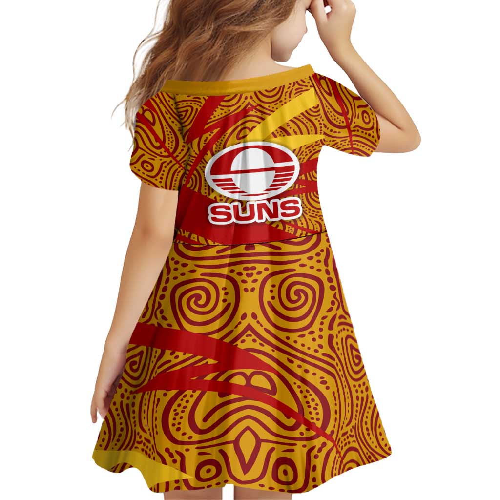 Gold Coast Suns Australian Football Family Matching Tank Maxi Dress and Hawaiian Shirt Sunny Hero Mascot With Indigenous Pattern Art
