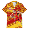 Gold Coast Suns Australian Football Family Matching Tank Maxi Dress and Hawaiian Shirt Sunny Hero Mascot With Indigenous Pattern Art
