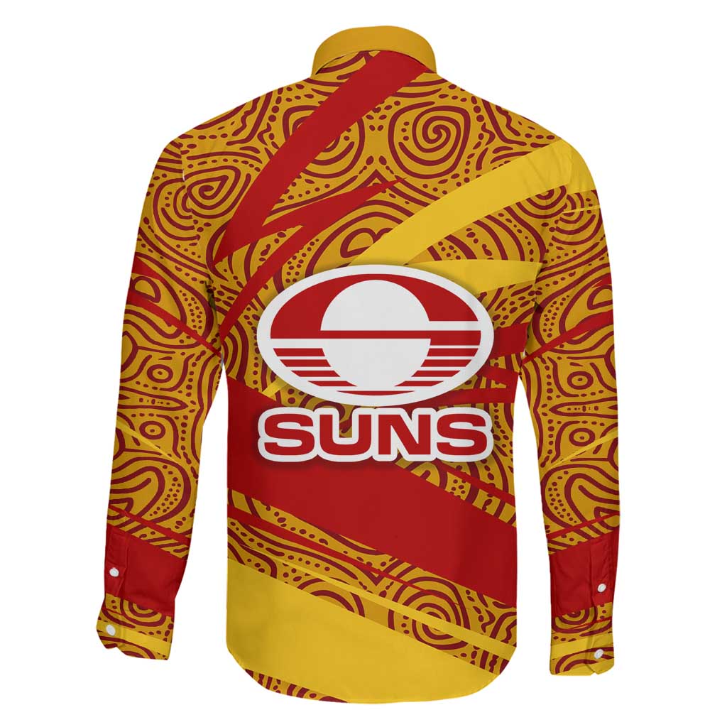 Gold Coast Suns Australian Football Family Matching Tank Maxi Dress and Hawaiian Shirt Sunny Hero Mascot With Indigenous Pattern Art