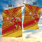 Gold Coast Suns Australian Football Garden Flag Sunny Hero Mascot With Indigenous Pattern Art