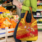 Gold Coast Suns Australian Football Grocery Bag Sunny Hero Mascot With Indigenous Pattern Art