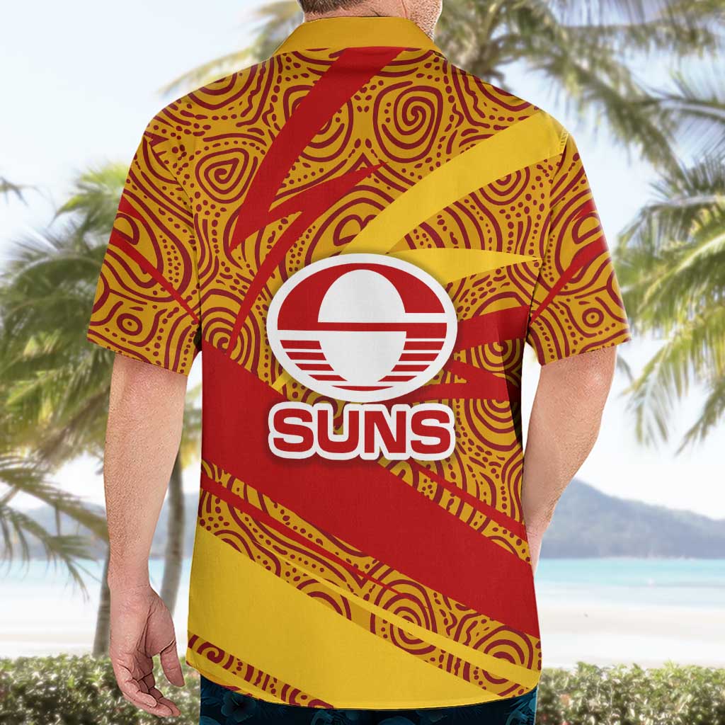 Gold Coast Suns Australian Football Hawaiian Shirt Sunny Hero Mascot With Indigenous Pattern Art
