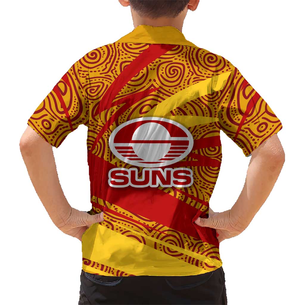Gold Coast Suns Australian Football Hawaiian Shirt Sunny Hero Mascot With Indigenous Pattern Art