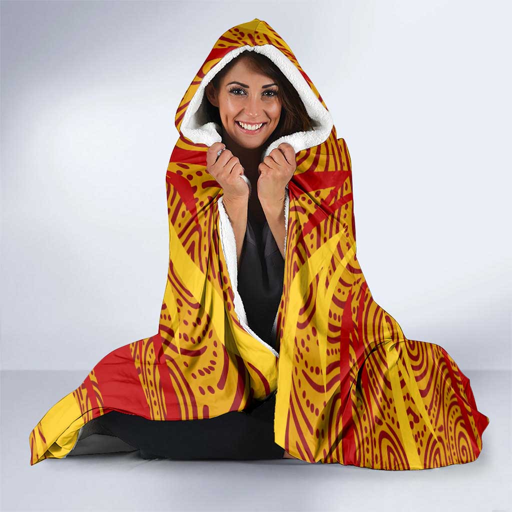 Gold Coast Suns Australian Football Hooded Blanket Sunny Hero Mascot With Indigenous Pattern Art