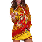 Gold Coast Suns Australian Football Hoodie Dress Sunny Hero Mascot With Indigenous Pattern Art