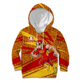 Gold Coast Suns Australian Football Kid Hoodie Sunny Hero Mascot With Indigenous Pattern Art