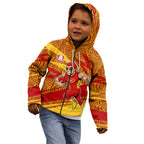 Gold Coast Suns Australian Football Kid Hoodie Sunny Hero Mascot With Indigenous Pattern Art