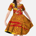 Gold Coast Suns Australian Football Kid Short Sleeve Dress Sunny Hero Mascot With Indigenous Pattern Art