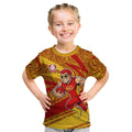Gold Coast Suns Australian Football Kid T Shirt Sunny Hero Mascot With Indigenous Pattern Art
