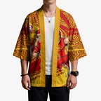 Gold Coast Suns Australian Football Kimono Sunny Hero Mascot With Indigenous Pattern Art
