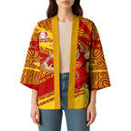 Gold Coast Suns Australian Football Kimono Sunny Hero Mascot With Indigenous Pattern Art