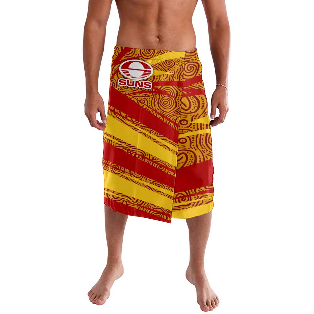 Gold Coast Suns Australian Football Lavalava Sunny Hero Mascot With Indigenous Pattern Art