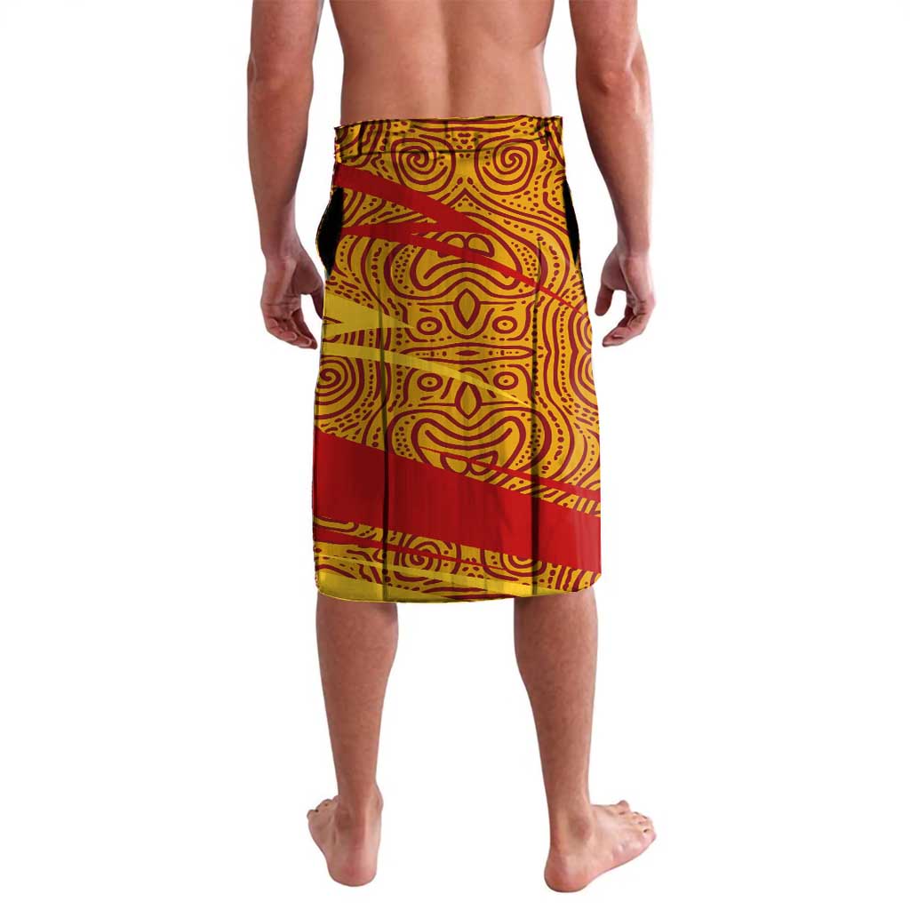 Gold Coast Suns Australian Football Lavalava Sunny Hero Mascot With Indigenous Pattern Art