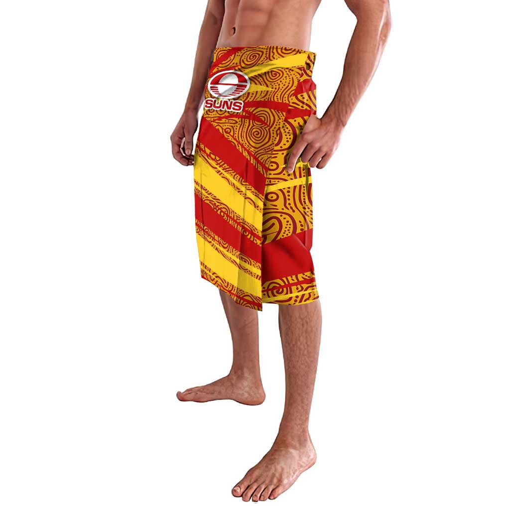 Gold Coast Suns Australian Football Lavalava Sunny Hero Mascot With Indigenous Pattern Art