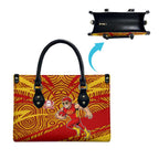 Gold Coast Suns Australian Football Leather Bag Sunny Hero Mascot With Indigenous Pattern Art