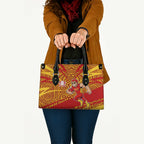 Gold Coast Suns Australian Football Leather Bag Sunny Hero Mascot With Indigenous Pattern Art