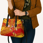Gold Coast Suns Australian Football Leather Bag Sunny Hero Mascot With Indigenous Pattern Art